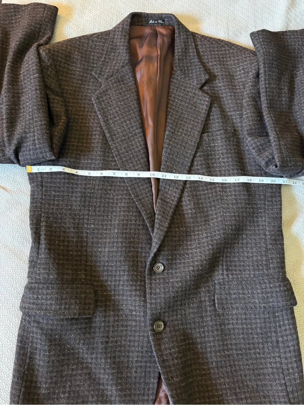 Vintage Guy Laroche Fleck Brown Black Fleck Tweed Sport Coat Jacket Blazer 40L